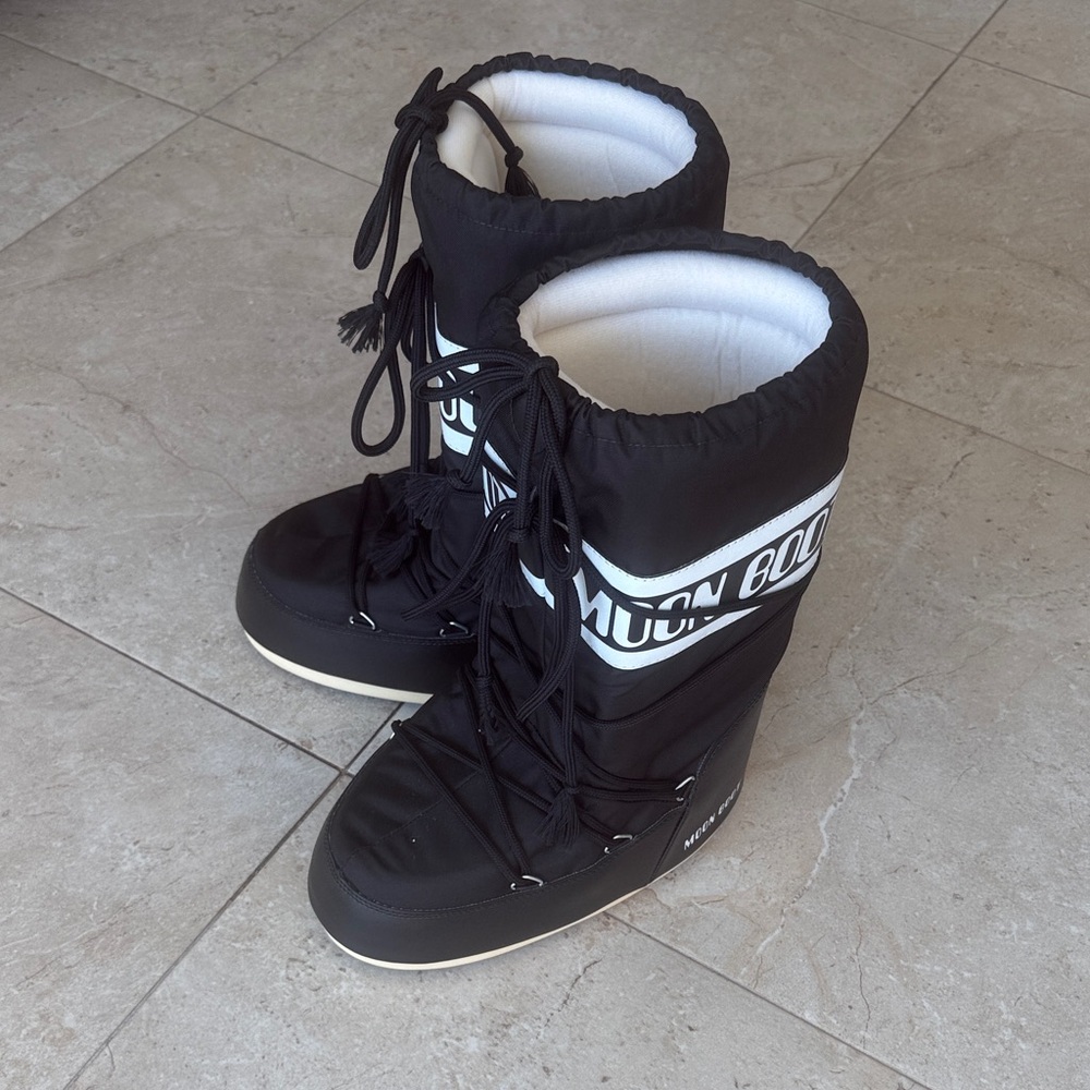 Moon Boot Black and White Winter Footwear